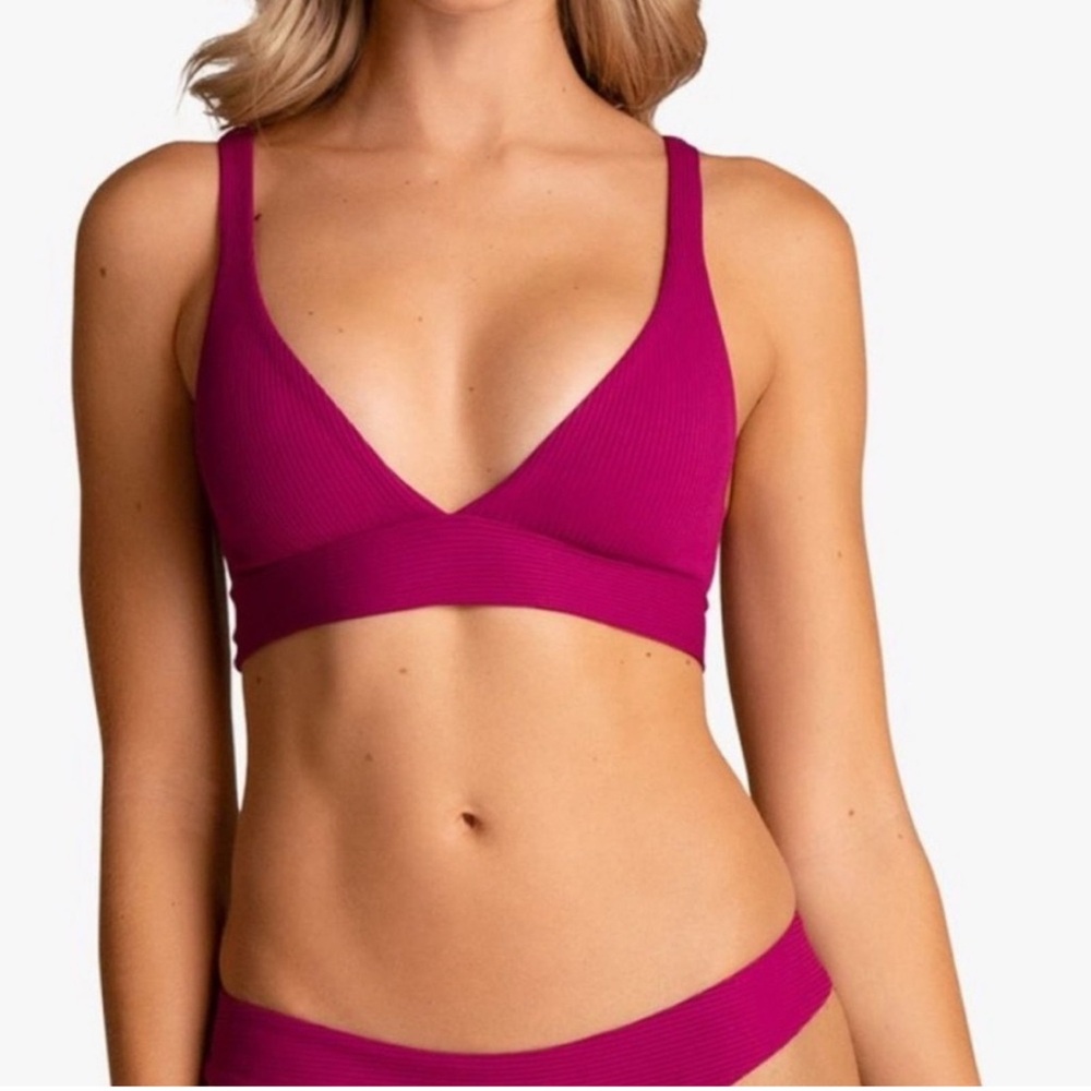 Boys + Arrows Ribbed Phil Bikini Top Magenta